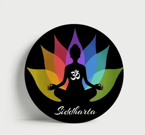 Prato Decorativo Siddharta Yoga e Lótus - Porcelana 21cm