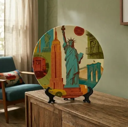Prato Porcelana Nova York 21cm - Táxi e Chrysler Building