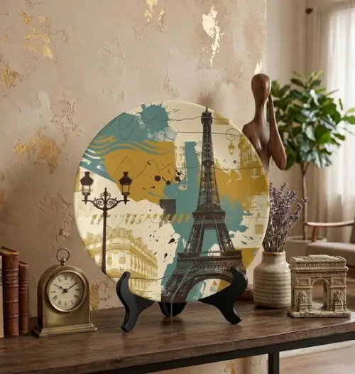 Prato Porcelana Paris 21cm - Torre Eiffel Vintage Retrô