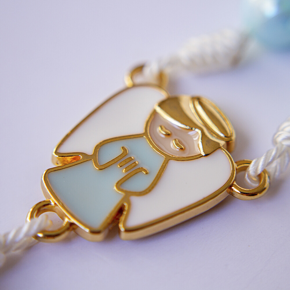 Terço Infantil Personalizado Nome - Batizado - Anjinho Azul
