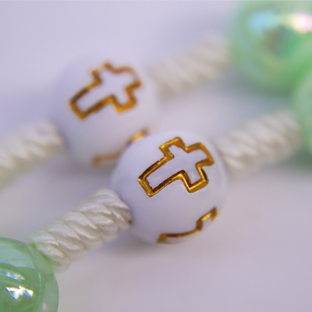 Terço Infantil Personalizado Nome - Batizado - Anjinho Verde