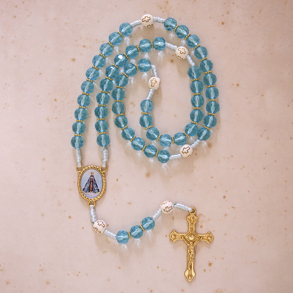 Terço Nossa Senhora Aparecida Azul Claro | Artesanal