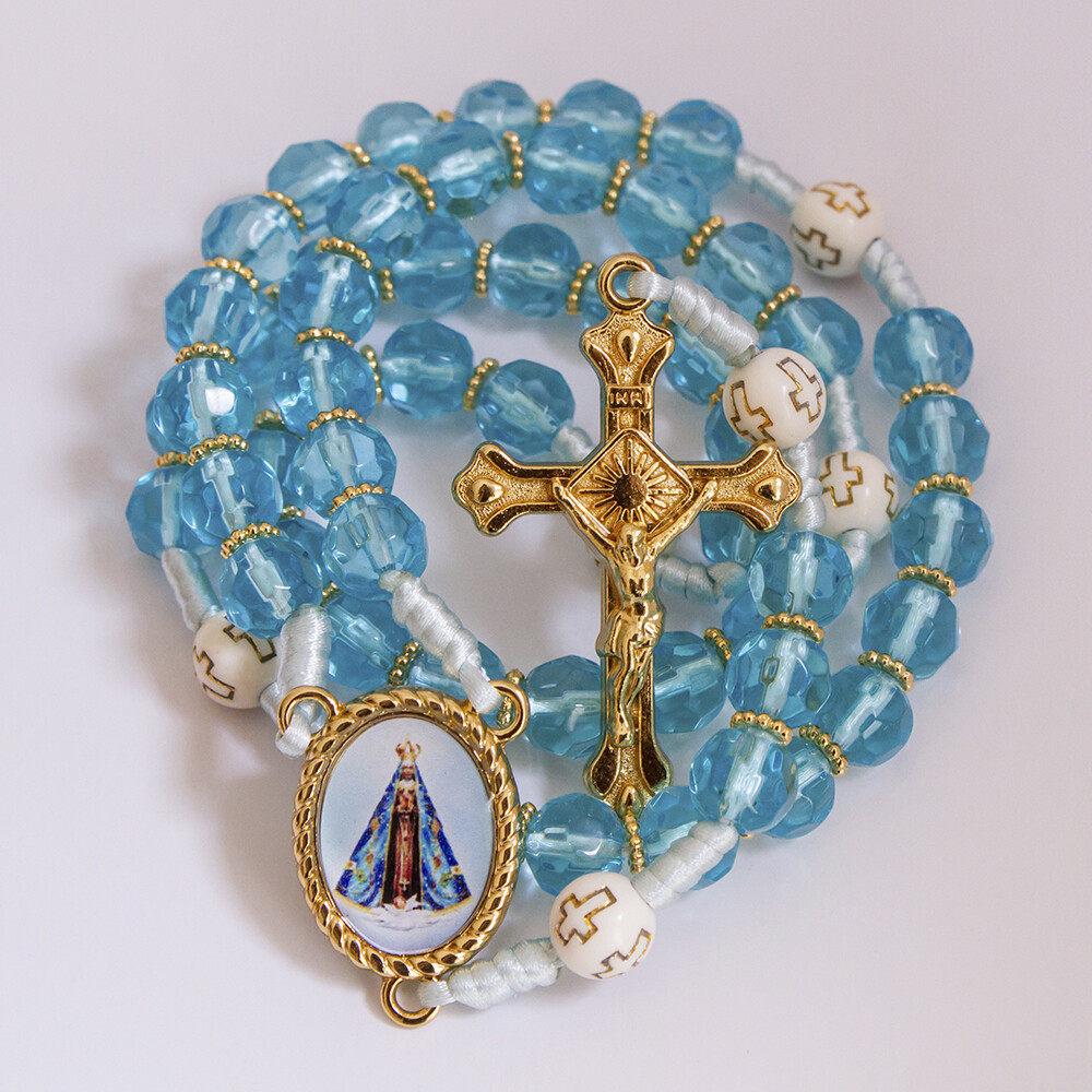 Terço Nossa Senhora Aparecida Azul Claro | Artesanal