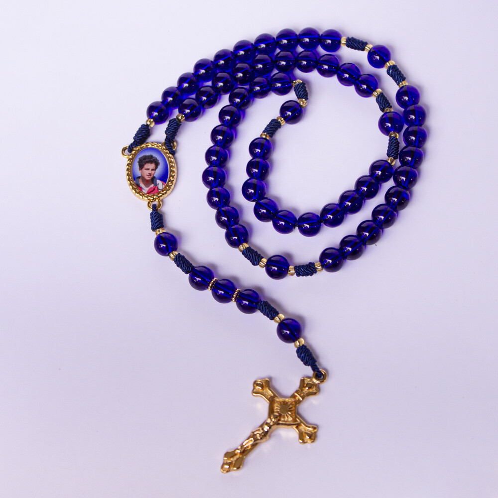 Terço São Carlo Acutis Azul | Presente Católico Religioso