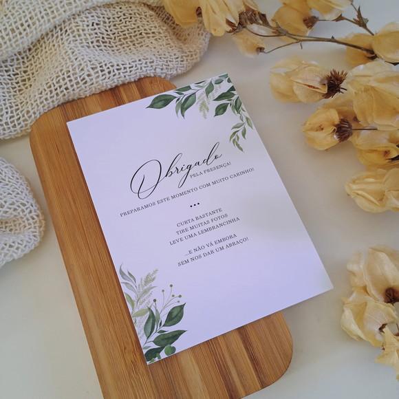 Cartão Agradecimento Casamento | Greenery | Coleção Verano