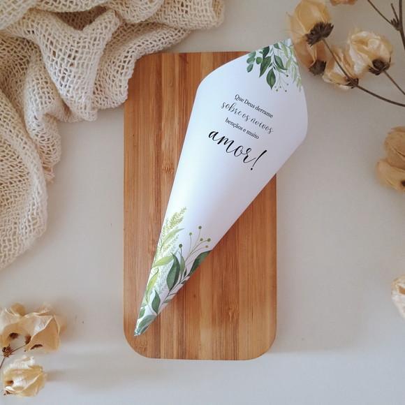 Cone para Pétalas Casamento | Greenery | Coleção Verano