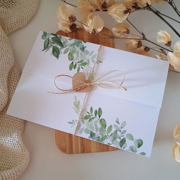 Convite Barato Casamento | Greenery | Coleção Verano