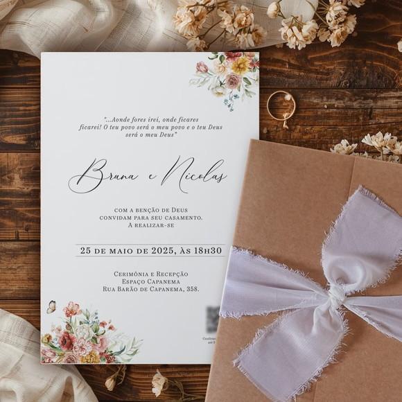 Convite Casamento Boho Kraft e Fita Rústica | Coleção Terra