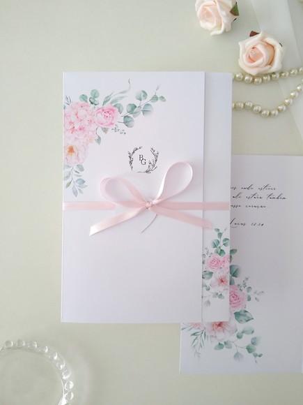 Convite Casamento Floral Rosa | Coleção Pétala