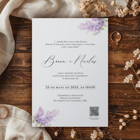 Convite Casamento Lavanda Rústico | Coleção Provence