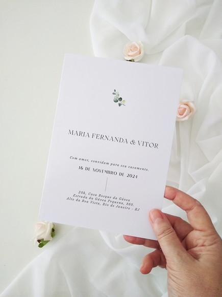 Convite Casamento sem Envelope Eucalipto | Coleção Bruma