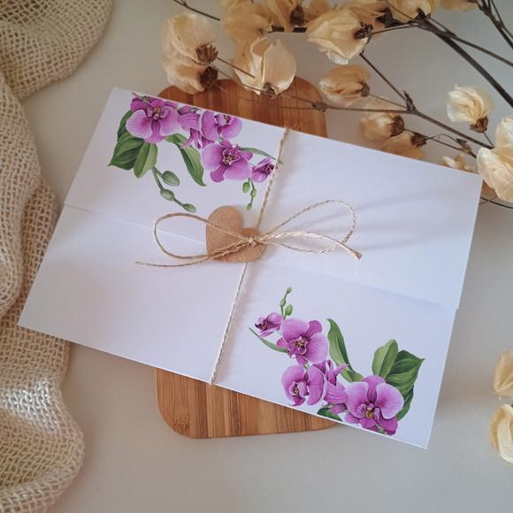 Convite de Casamento Barato | Orquidea Fúcsia | Coleção Rubi
