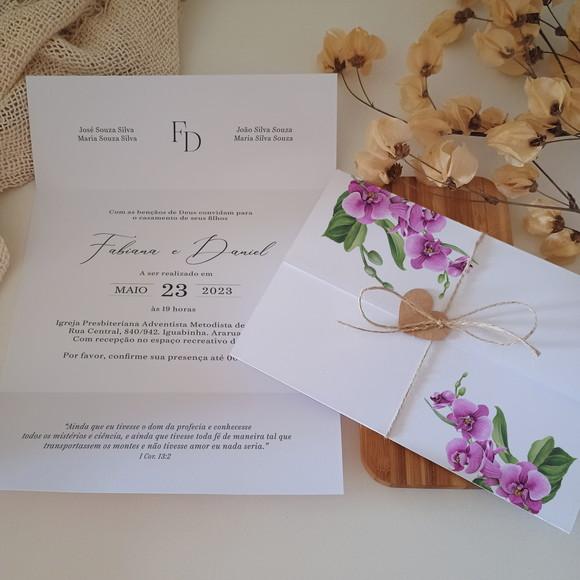 Convite de Casamento Barato | Orquidea Fúcsia | Coleção Rubi