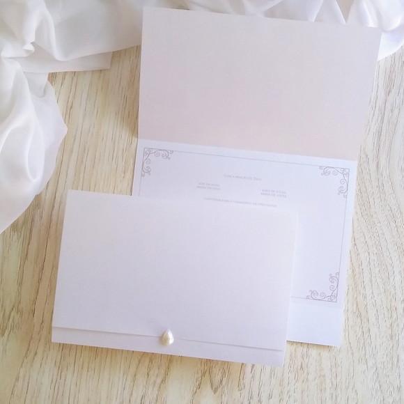 Convite de Casamento Clássico Tradicional Branco Perolado
