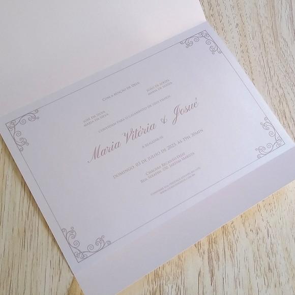 Convite de Casamento Clássico Tradicional Branco Perolado