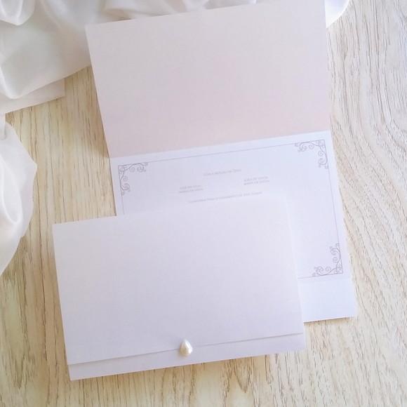Convite de Casamento Clássico Tradicional Branco Perolado