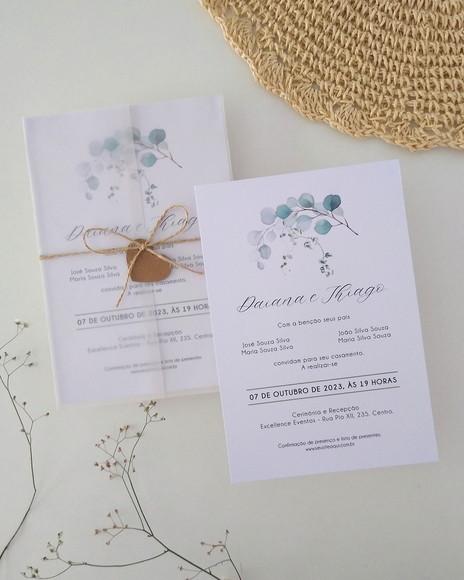 Convite de Casamento Folhagens Minimalista