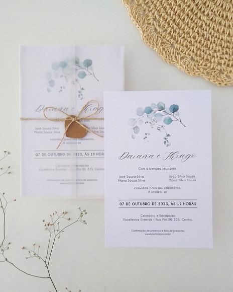 Convite de Casamento Folhagens Minimalista