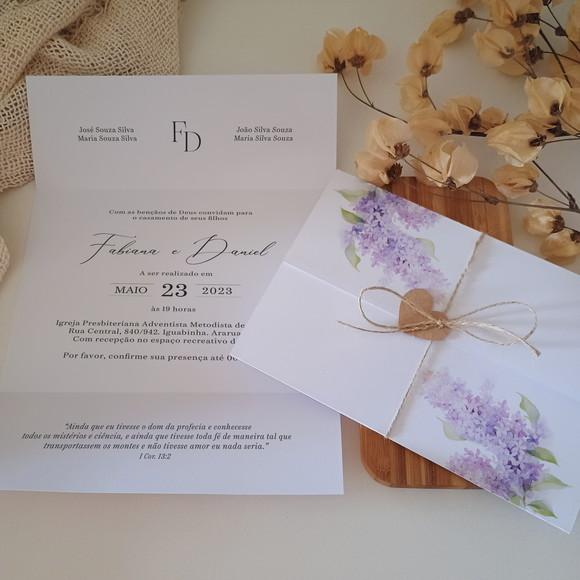 Convite de Casamento Floral Lavanda