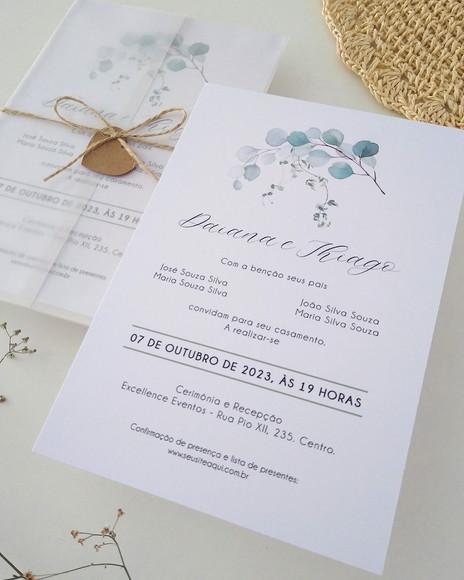 Convite de Casamento Folhagens Minimalista
