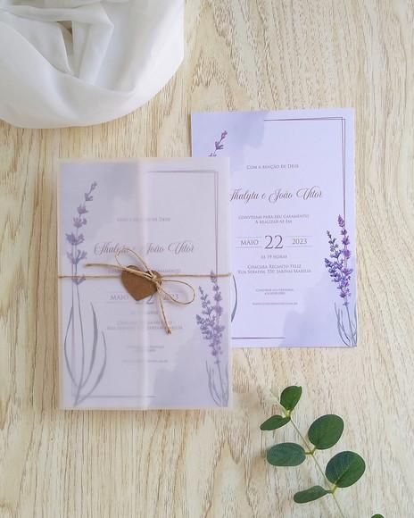 Convite de Casamento Rústico Lavanda