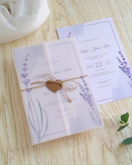 Convite de Casamento Rústico Lavanda