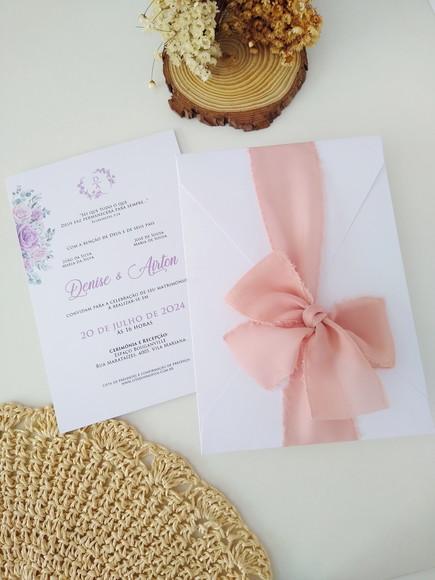 Convite de Casamento Rústico Lilás