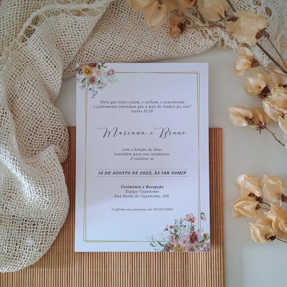 Convite de Casamento sem Envelope Estilo Boho Chic