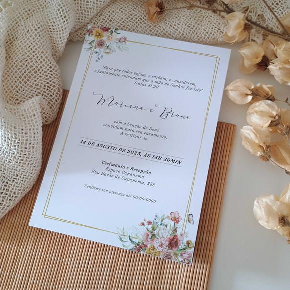 Convite de Casamento sem Envelope Estilo Boho Chic