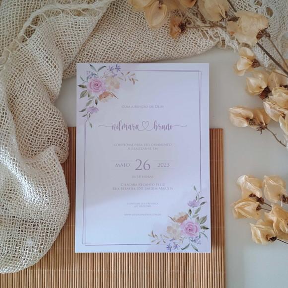 Convite de Casamento sem Envelope Floral Candy Color