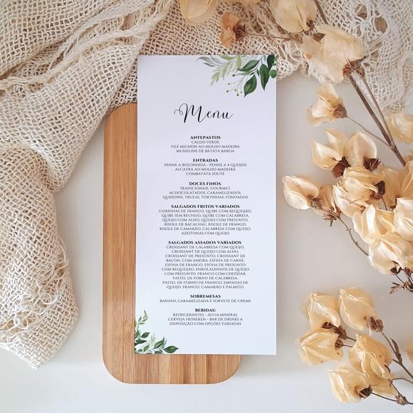 Menu Casamento Folhagens | Greenery | Coleção Verano