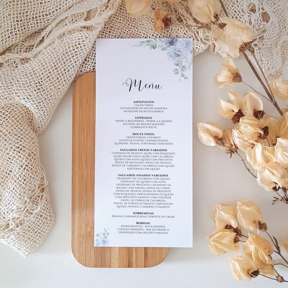 Menu para Casamento Azul Serenity | Coleção Brisa