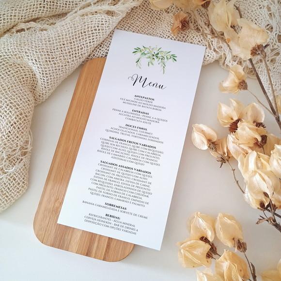 Menu para Casamento Folhas Verdes | Coleção Oliva