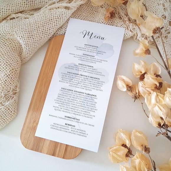 Menu para Casamento Minimalista Folha | Coleção Bruma