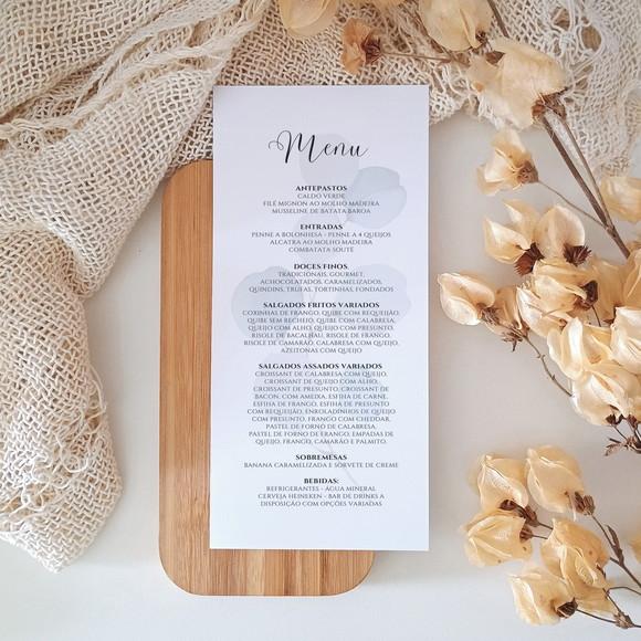 Menu para Casamento Minimalista Folha | Coleção Bruma