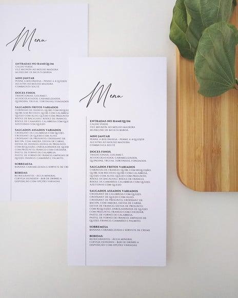 Menu para Casamento Minimalista