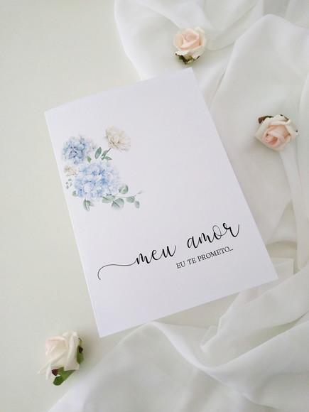 Par de Cadernos de Votos para Casamento Floral Aquarela