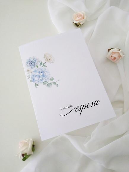 Par de Cadernos de Votos para Casamento Floral Aquarela