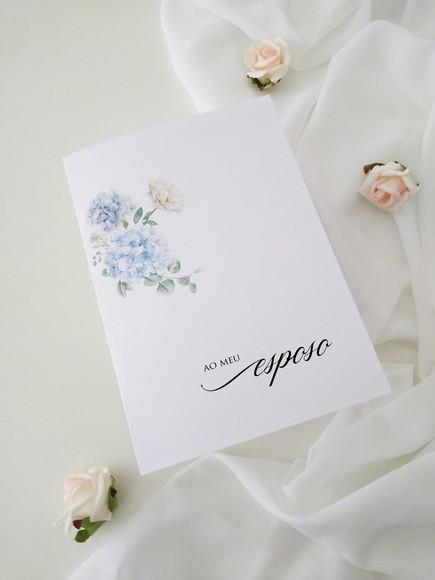Par de Cadernos de Votos para Casamento Floral Aquarela