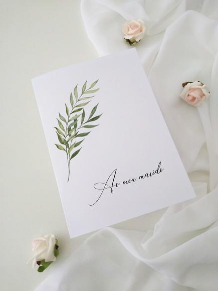 Par de Cadernos de Votos para Casamento Folhas Minimalista