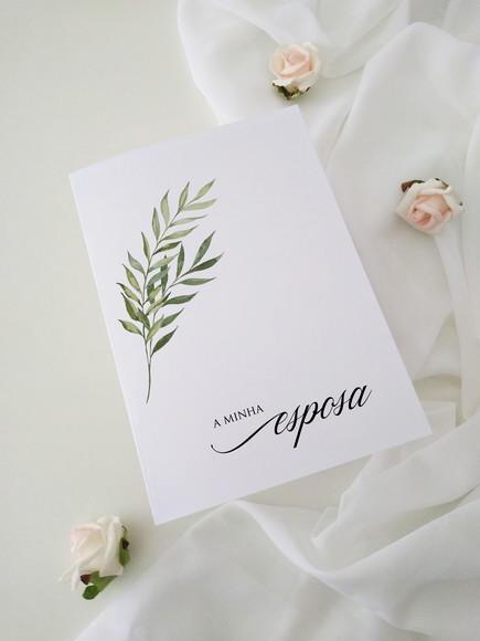 Par de Cadernos de Votos para Casamento Folhas Minimalista