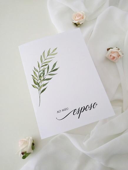 Par de Cadernos de Votos para Casamento Folhas Minimalista
