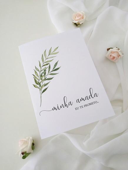 Par de Cadernos de Votos para Casamento Folhas Minimalista