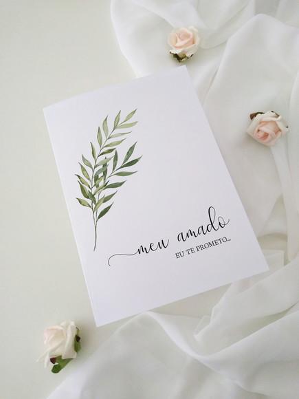 Par de Cadernos de Votos para Casamento Folhas Minimalista