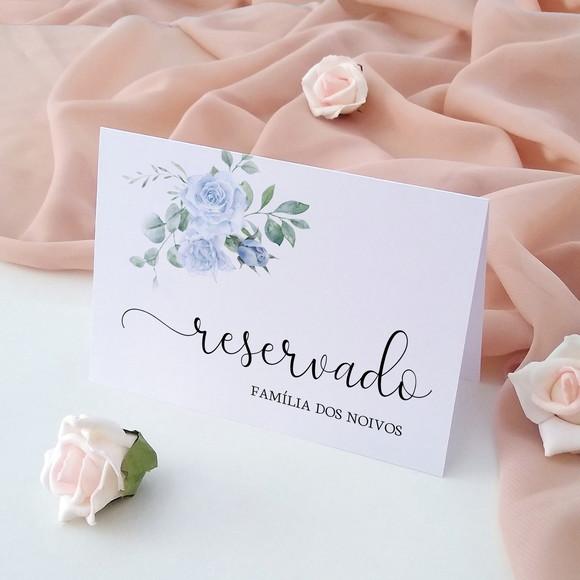Placas Reservado Casamento Azul Serenity | Coleção Brisa