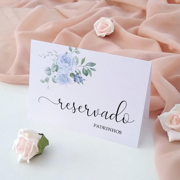 Placas Reservado Casamento Azul Serenity | Coleção Brisa