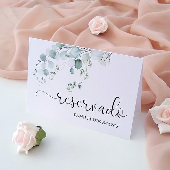 Placas Reservado Casamento Folhas Eucalipto | Coleção Bruma