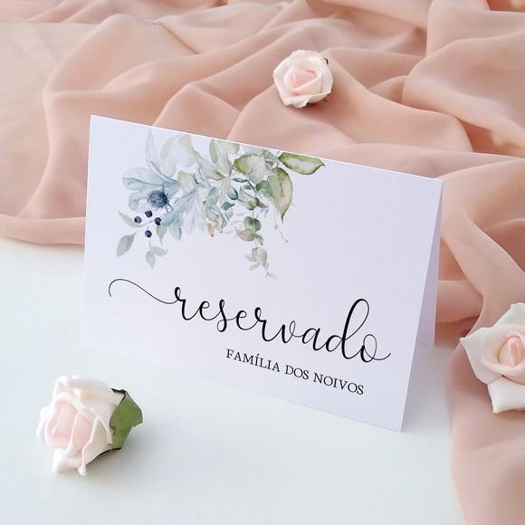 Placas Reservado Casamento Reserva de Mesa Azul Boho Chic
