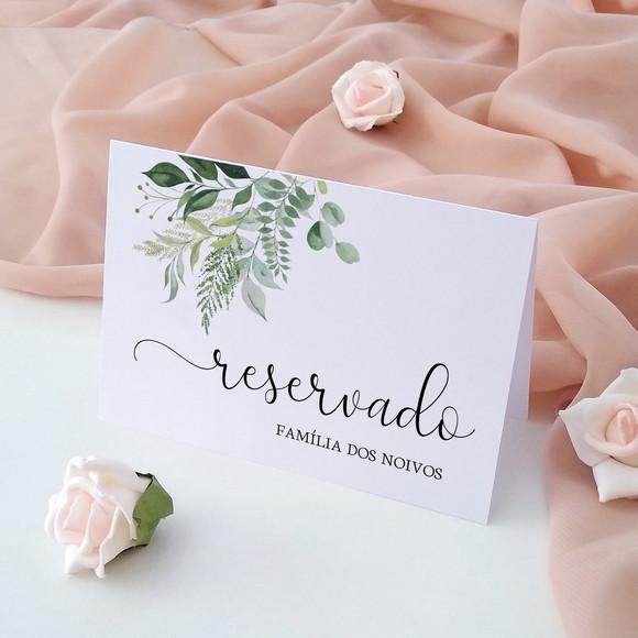 Placas Reservado Mesa Casamento | Greenery | Coleção Verano