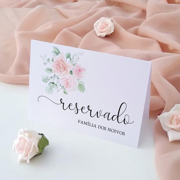 Placas Reservado Mesa Casamento Rosa | Coleção Pétala